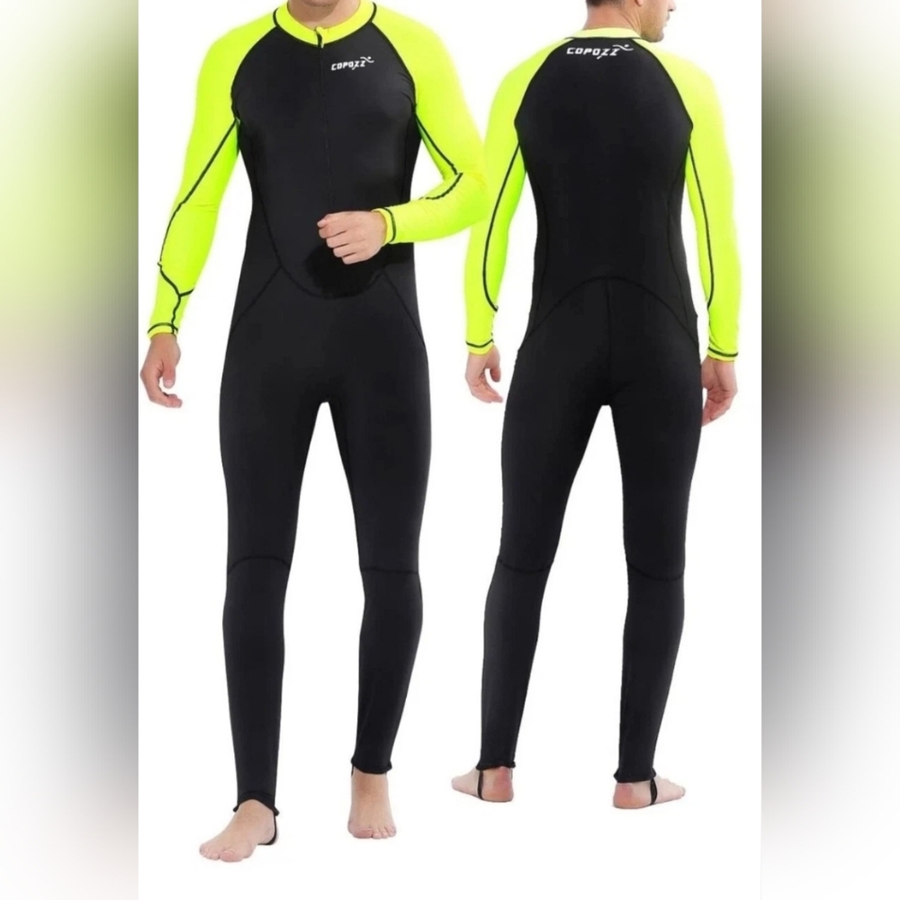 COPOZZ Diving Snorkle Surfing Thin Wetsuit Full body SZ Medium Black Neon Green